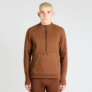 Bandit | CaldoGrid™ Men’s Cold Weather Quarter Zip – Deep Amber Brown