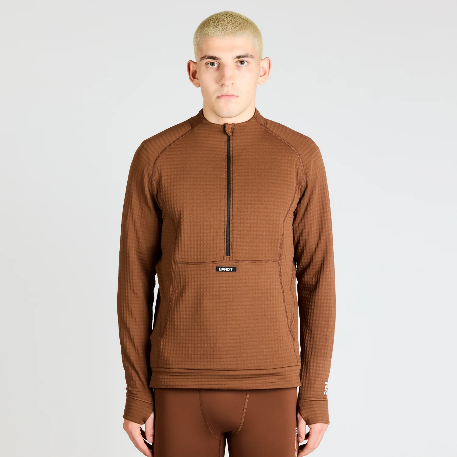 Bandit | CaldoGrid™ Men's Cold Weather Quarter Zip - Deep Amber Brown